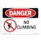 Signmission OSHA Danger Sign, No Climbing, 10in X 7in Rigid Plastic, 7" W, 10" L, Landscape, No Climbing OS-DS-P-710-L-2103 - alternate 1